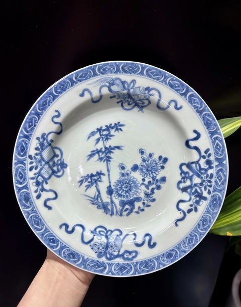 古玩陶瓷康熙青花折腰盤真品鑒賞圖