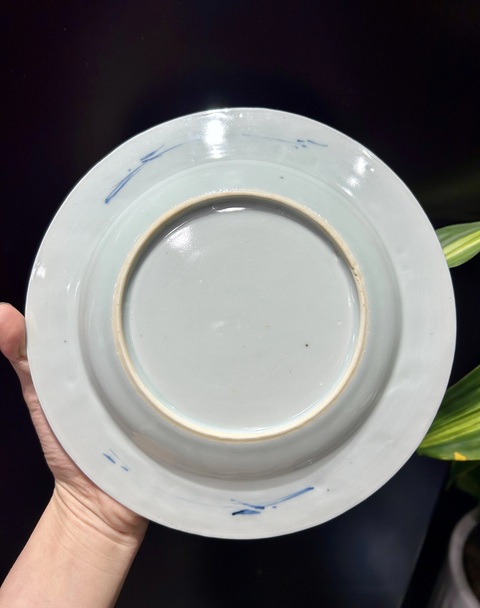 古玩陶瓷康熙青花折腰盤真品鑒賞圖
