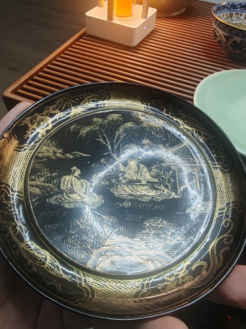 古玩雜項描金漆盤真品鑒賞圖