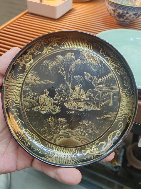 古玩雜項描金漆盤真品鑒賞圖