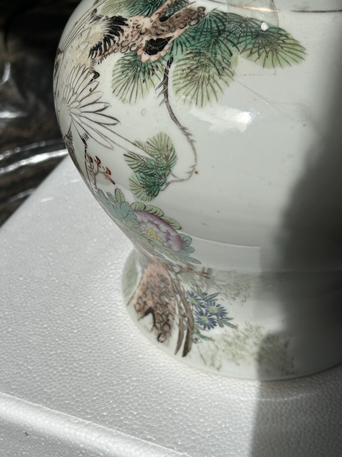 古玩陶瓷松鶴紋將軍罐真品鑒賞圖