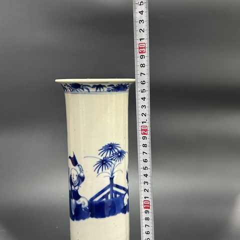 古玩陶瓷清光緒青花仕女人物箭筒拍賣,當前價格3600元