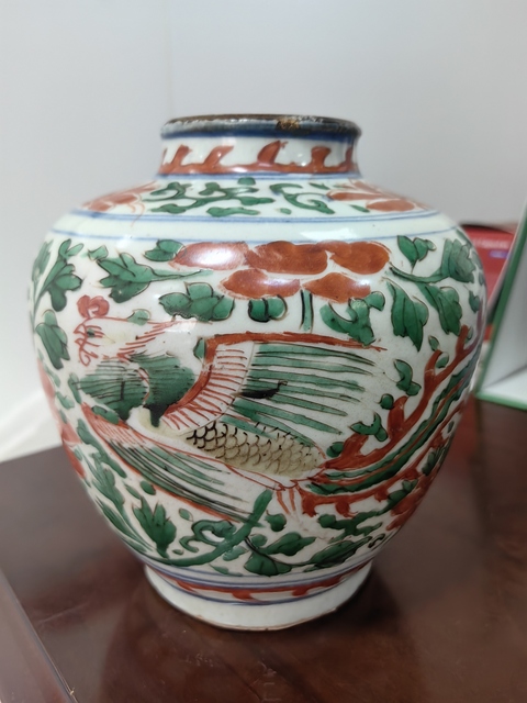 古玩陶瓷五彩鳳穿牡丹紋罐拍賣，當前價格8000元