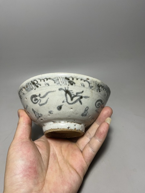 古玩陶瓷明代青花海馬圖碗拍賣,當前價格200元