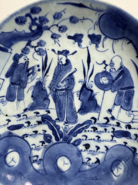 古玩陶瓷青花三星高照圖盤拍賣，當前價格1888元