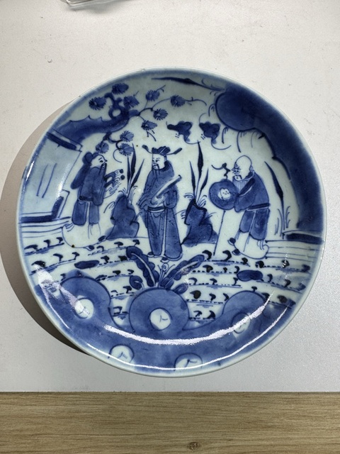 古玩陶瓷青花三星高照圖盤拍賣，當前價格1888元