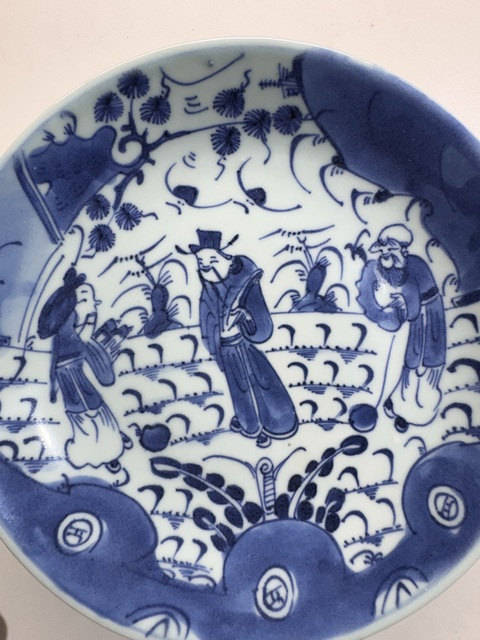 古玩陶瓷青花三星高照盤拍賣，當前價格1800元