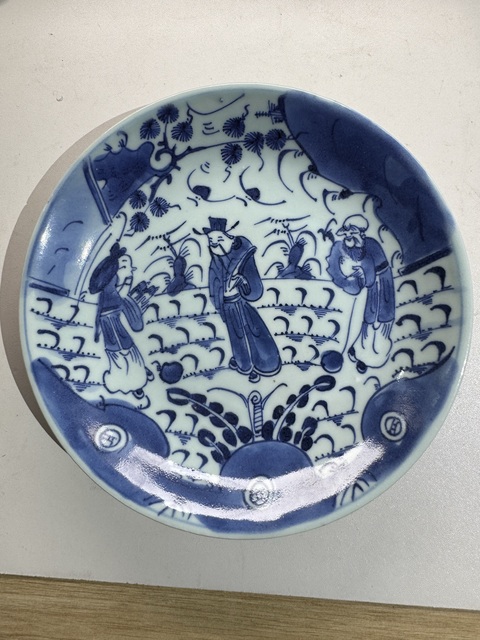 古玩陶瓷青花三星高照盤拍賣，當前價格1800元