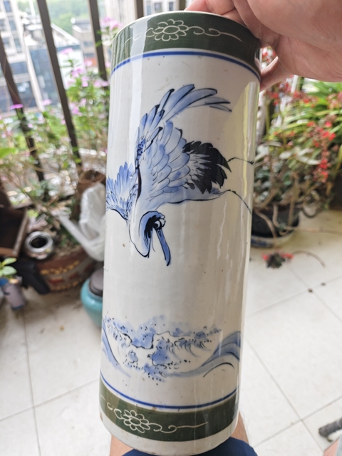 古玩陶瓷民國青花釉下彩帽筒拍賣,當前價格680元