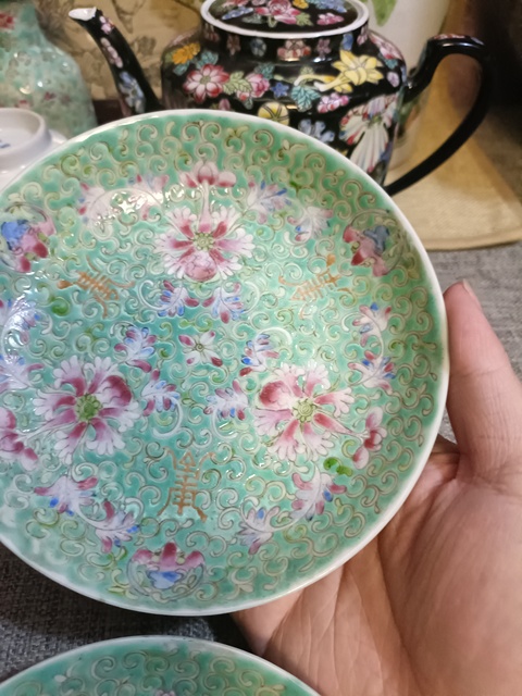 古玩陶瓷民國(guó)松石綠地粉彩福壽紋盤(pán)拍賣,當(dāng)前價(jià)格3888元
