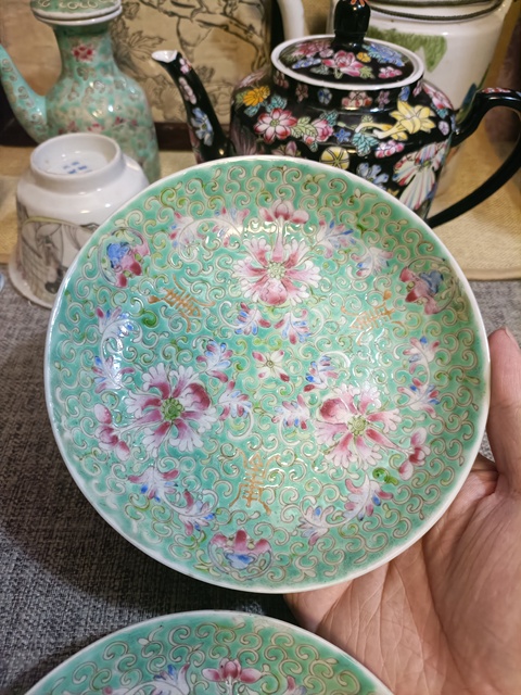 古玩陶瓷民國(guó)松石綠地粉彩福壽紋盤(pán)拍賣,當(dāng)前價(jià)格3888元