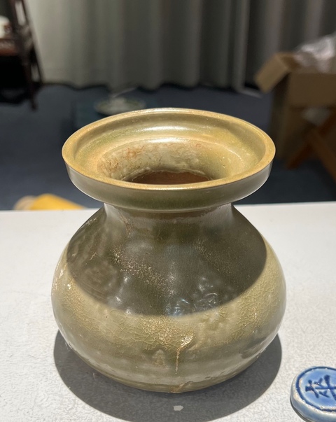 古玩陶瓷兩晉南北朝越窯青瓷盤口壺拍賣，當前價格3800元