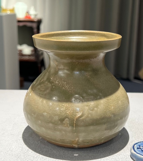古玩陶瓷兩晉南北朝越窯青瓷盤口壺拍賣，當前價格3800元