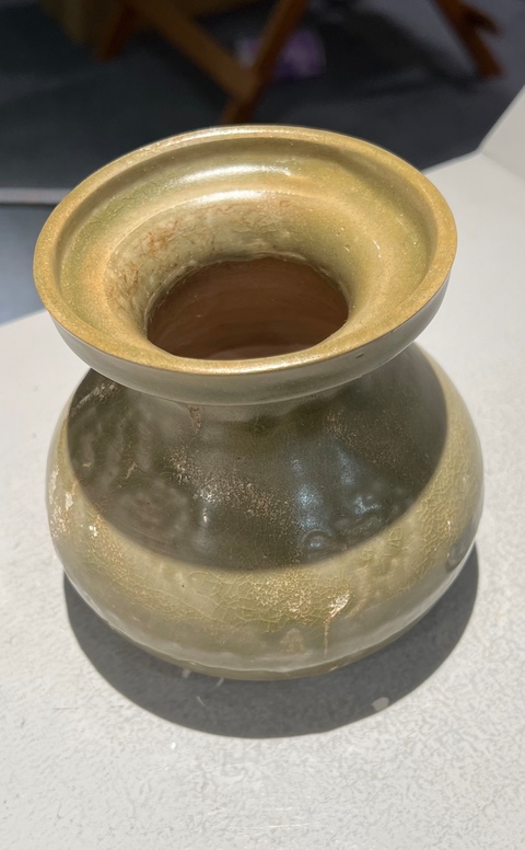 古玩陶瓷兩晉南北朝越窯青瓷盤口壺拍賣，當前價格3800元