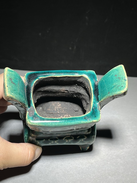 古玩陶瓷孔雀藍釉香爐拍賣，當前價格800元