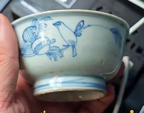 古玩陶瓷天啟花鳥紋小碗真品鑒賞圖