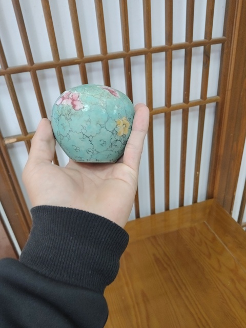 古玩陶瓷松石綠粉彩花卉紋罐拍賣,當前價格3000元