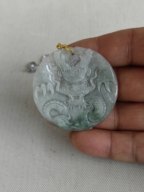 古玩玉器天然翡翠雕“龍紋牌”真品鑒賞圖
