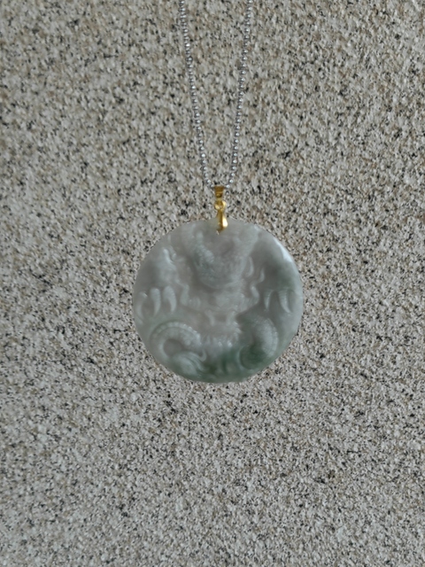 古玩玉器天然翡翠雕“龍紋牌”真品鑒賞圖