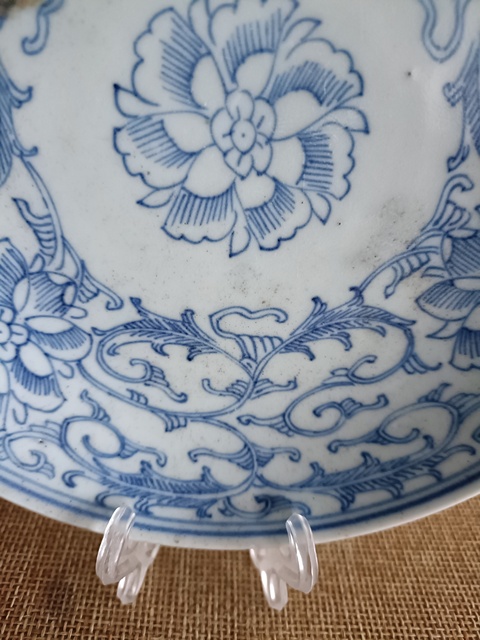 古玩陶瓷乾隆本朝款淡描青花賞盤拍賣,當前價格1980元