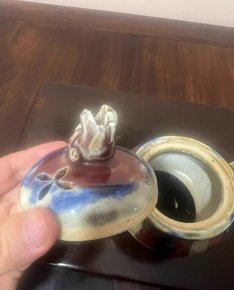 古玩陶瓷三陽開泰三足爐真品鑒賞圖