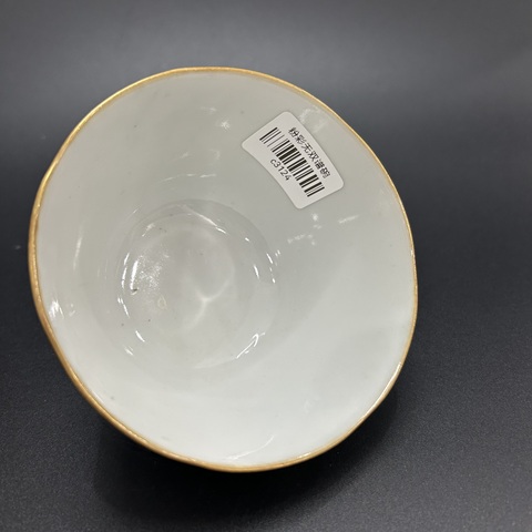古玩陶瓷粉彩無雙譜人物花口杯真品鑒賞圖
