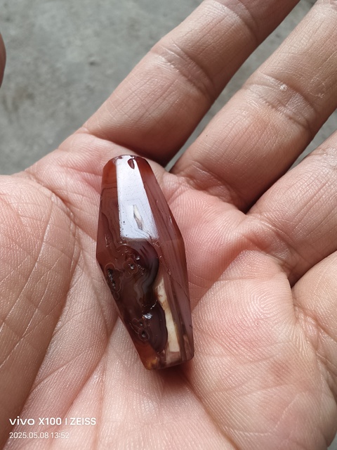 古玩玉器天然紅瑪瑙多棱珠拍賣,當前價格480元