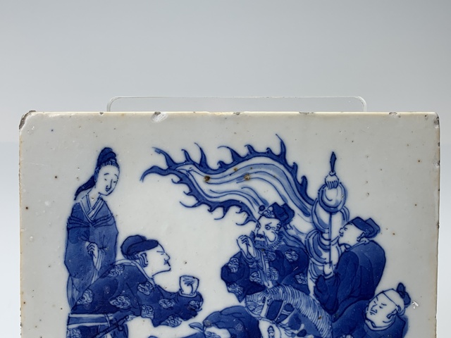 古玩陶瓷清晚期·青花鐘馗嫁妹紋瓷板拍賣,當前價格0元