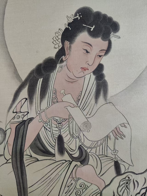 古玩字畫當代高僧 正定臨濟寺 松月法師 南無普賢菩薩造像 絹本手工原裱立軸拍賣，當前價格3988元