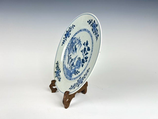 古玩陶瓷清康熙·亭臺樓閣青花盤真品鑒賞圖