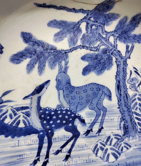 古玩陶瓷福祿壽青花盤拍賣,當前價格800元