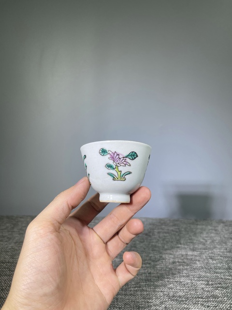 古玩陶瓷晚清.粉彩四君子‘梅蘭竹菊’圖仰鐘杯拍賣，當(dāng)前價(jià)格0元