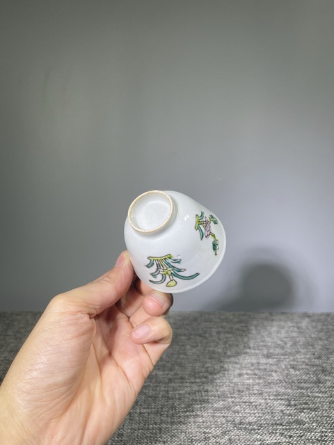 古玩陶瓷晚清.粉彩四君子‘梅蘭竹菊’圖仰鐘杯拍賣，當(dāng)前價(jià)格0元