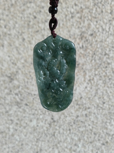 古玩玉器天然翡翠雕“龍牌”拍賣,當前價格298元