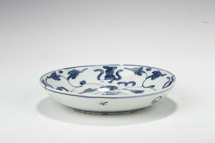 古玩陶瓷明萬歷·青花纏枝花卉壽字紋盤真品鑒賞圖
