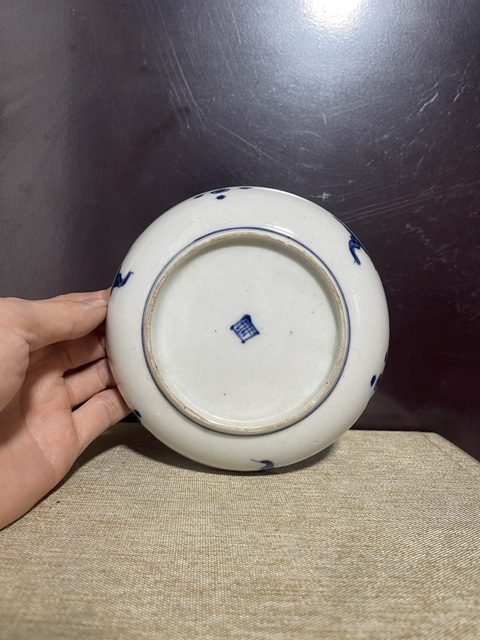 古玩陶瓷清,青花洞石花卉紋盤拍賣,當前價格1500元