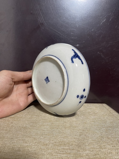 古玩陶瓷清,青花洞石花卉紋盤拍賣,當前價格1500元