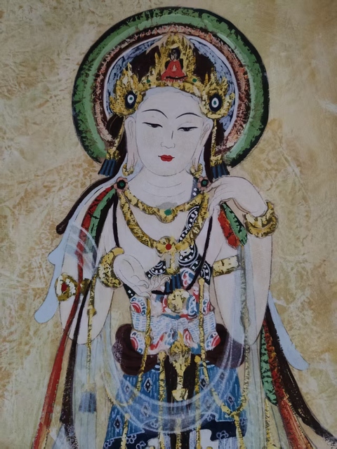 古玩字畫著名畫家 中國敦煌佛學書畫院副院長 黃有為先生(黃河)南無觀世音菩薩造像 原裱立軸拍賣,當前價格6888元