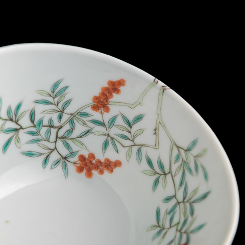 古玩陶瓷粉彩過(guò)枝花果紋蓋碗真品鑒賞圖