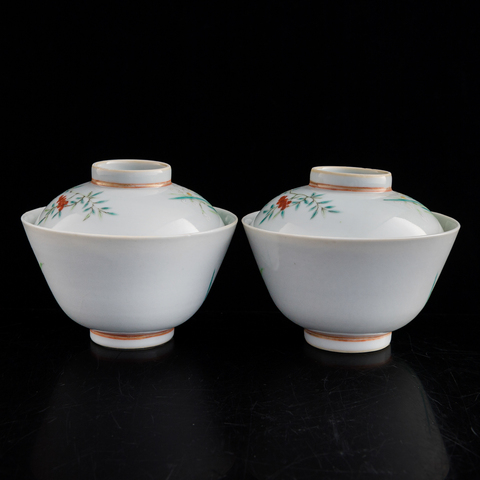 古玩陶瓷粉彩過(guò)枝花果紋蓋碗真品鑒賞圖