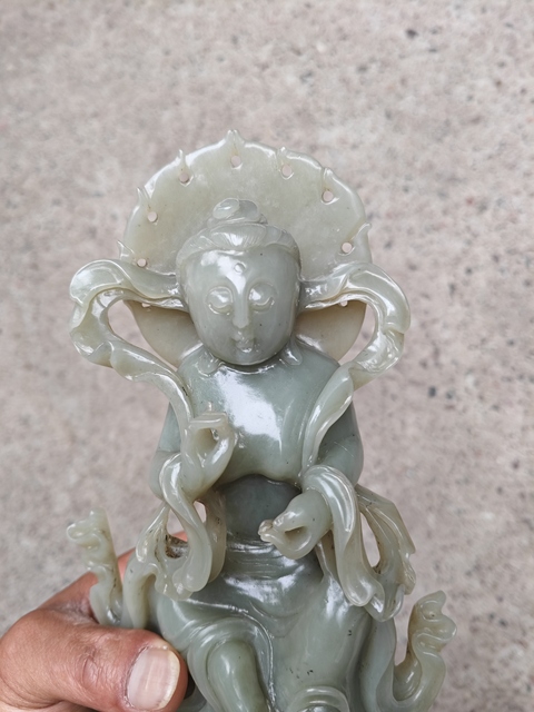 古玩玉器和田玉雕“觀音”擺件真品鑒賞圖