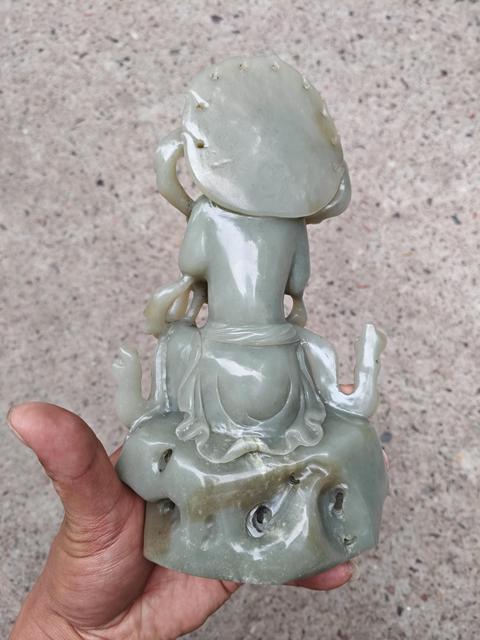 古玩玉器和田玉雕“觀音”擺件真品鑒賞圖