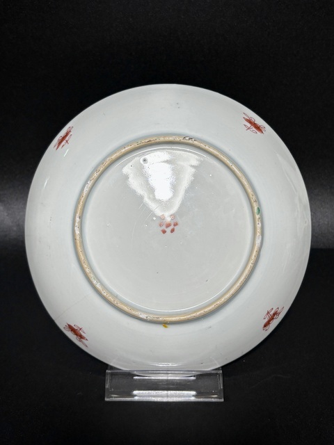 古玩陶瓷五彩人物花卉紋臥盤真品鑒賞圖