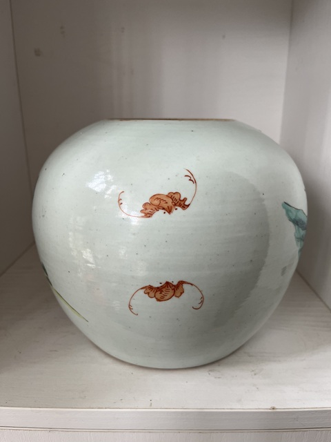 古玩陶瓷粉彩奪魁圖西瓜罐真品鑒賞圖