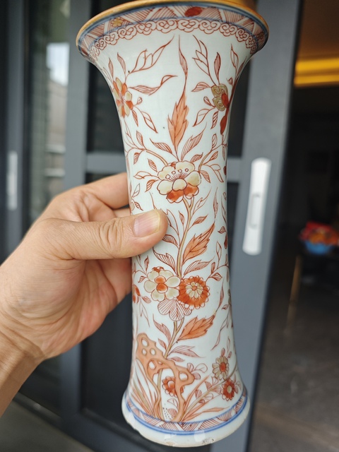 古玩陶瓷礬紅描金花觚拍賣，當前價格4600元