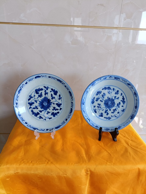 古玩陶瓷細路精品乾隆本朝款青花纏枝花卉賞盤(1對)拍賣,當前價格1980元