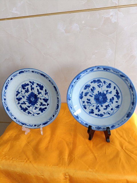 古玩陶瓷細路精品乾隆本朝款青花纏枝花卉賞盤(1對)拍賣,當前價格1980元