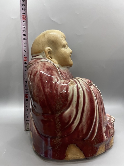 古玩陶瓷窯變紅釉彌勒佛拍賣，當前價格35000元