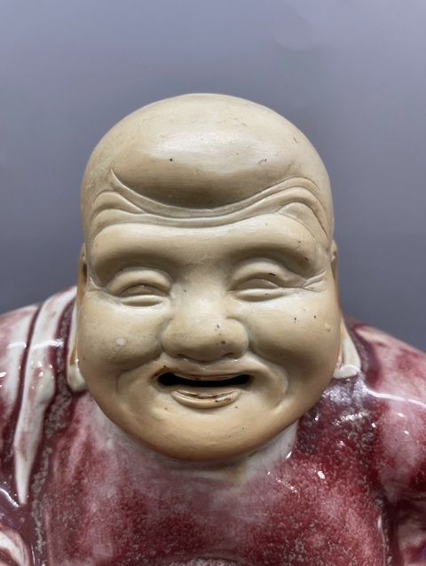 古玩陶瓷窯變紅釉彌勒佛拍賣，當前價格35000元