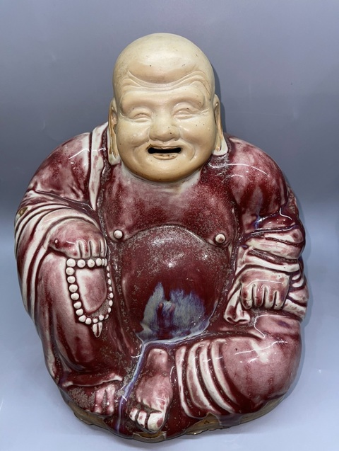 古玩陶瓷窯變紅釉彌勒佛拍賣，當前價格35000元
